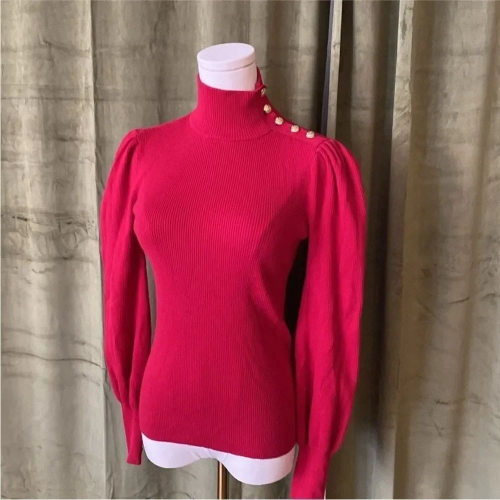 Ralph Lauren black label Red Turtleneck Sweater with Button Detail, S - Picture 7 of 14